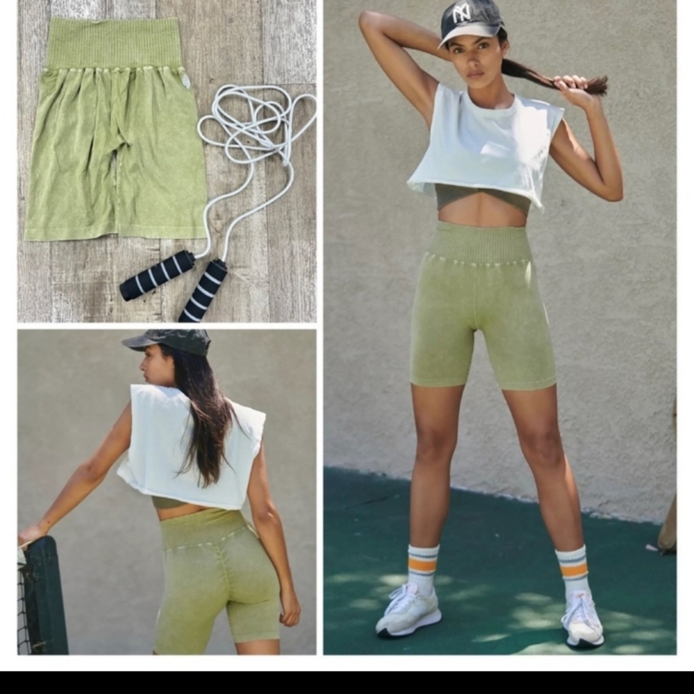 Free People Movement Good Karma Ruched Shorts  matcha Size M